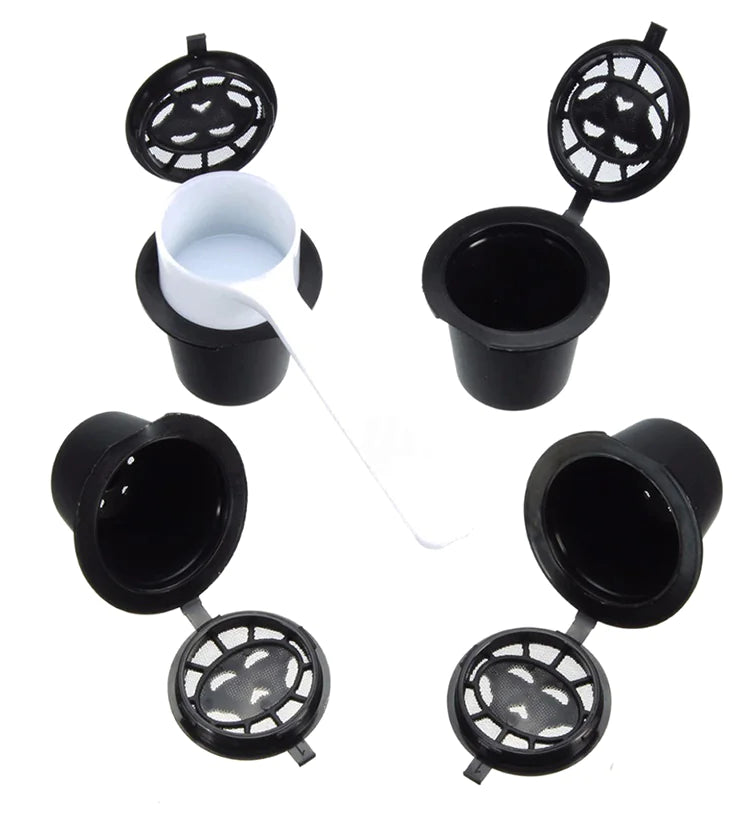 Juego de Cápsulas de Café Reutilizables con Cuchara de Café (4 Piezas)