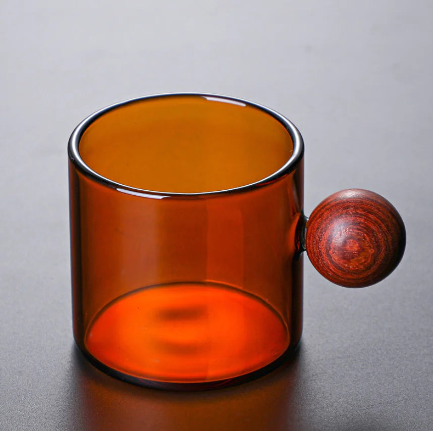 Taza de Café de Color con Mango de Madera