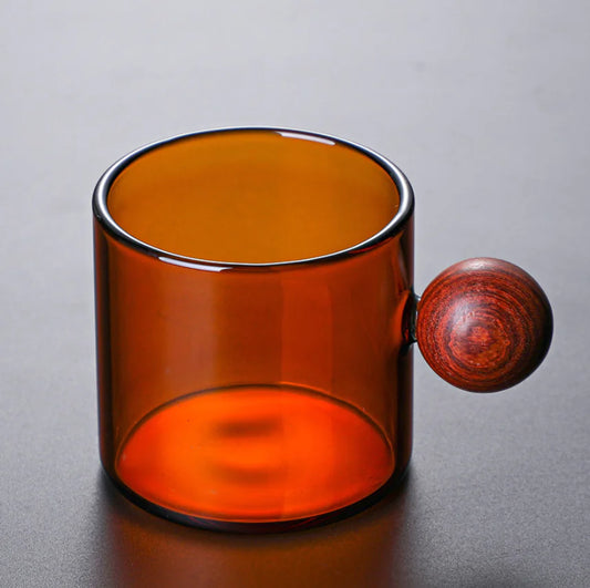 Taza de Café de Color con Mango de Madera